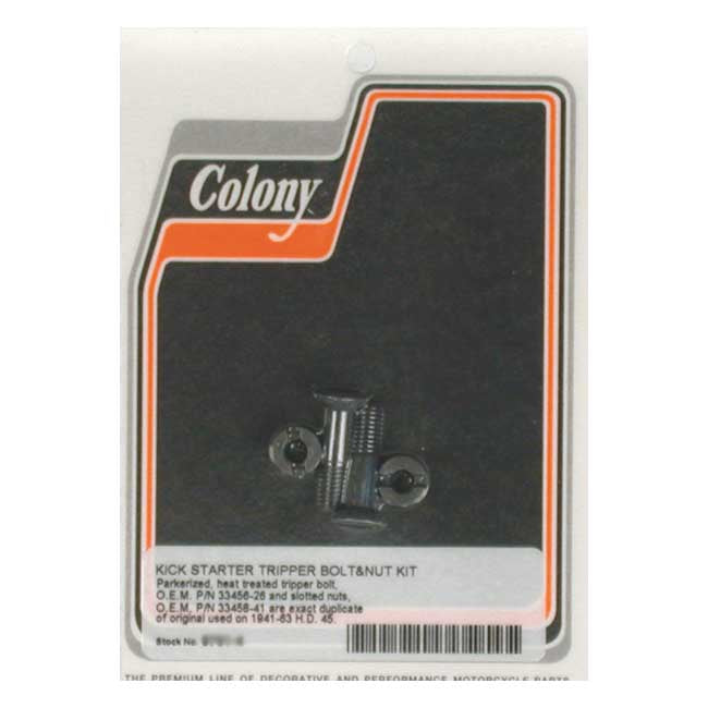 Colony, kickstart tripper bolt & nut kit. Black Kickstart Parts Colony