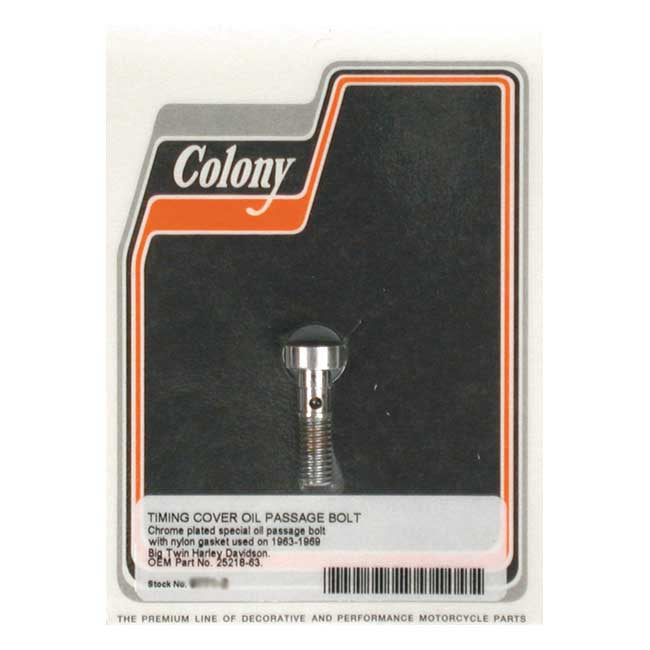 Colony, cam cover oil passage bolt. Chrome Cam Covers Mount Kits Colony
