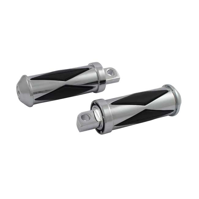 Diamond Footpegs, Large Diameter. Male Mount. Chrome Footpegs Mcs