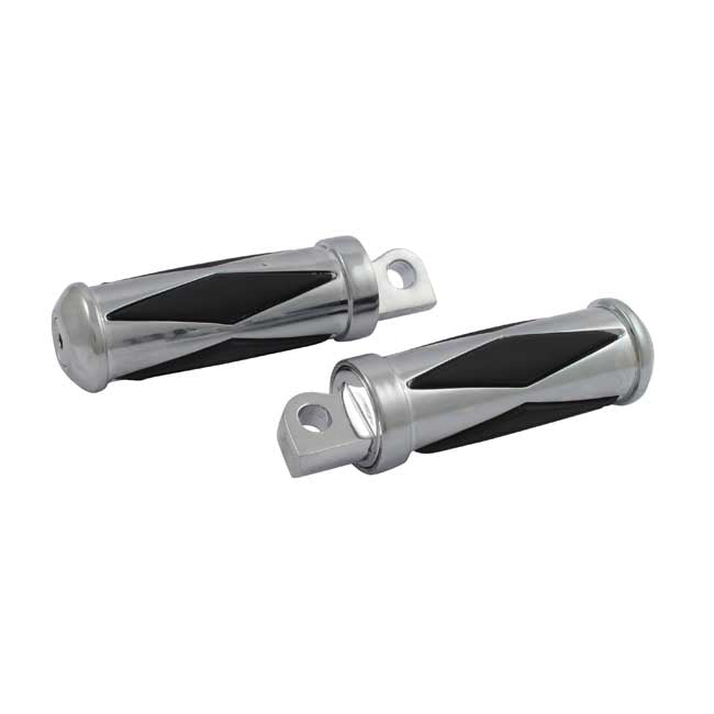 Diamond Footpegs, Small Diameter. Male Mount. Chrome Footpegs Mcs
