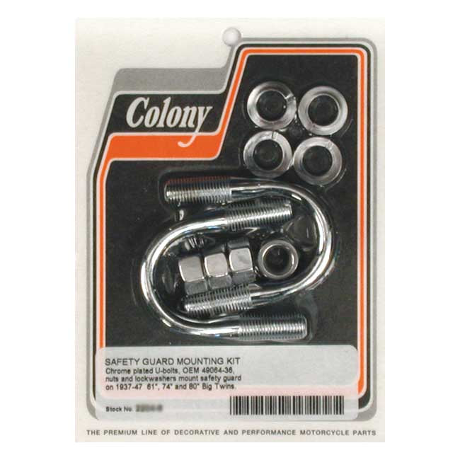 Colony, engine guard U-bolt mount kit. Chrome Highway Bars Colony