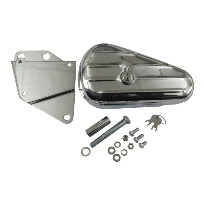 Softail Ribbed Tool Box Kit, Left Side. Chrome Tool Boxes Mcs