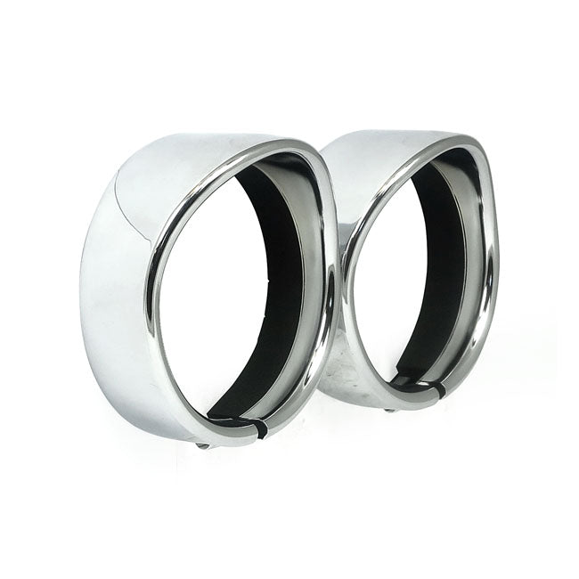 Recessed Trim Rings With Visor. 4.5" Spotlamp. Chrome Headlamp Trim Rings Mcs