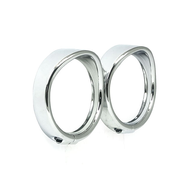 Recessed Trim Rings With Visor. Turn Signals. Chrome Headlamp Trim Rings Mcs