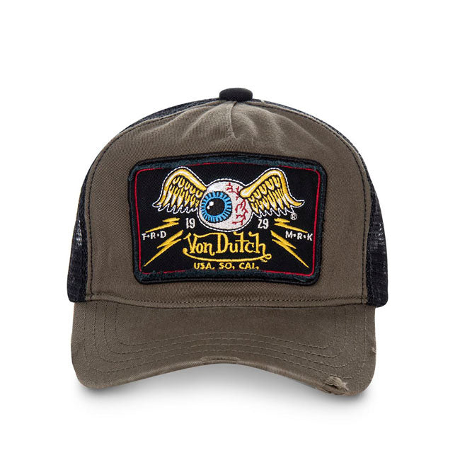 Von Dutch Heritage cap square patch eyes kaki Caps Von Dutch