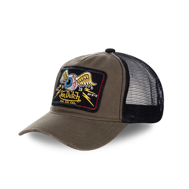 Von Dutch Heritage cap square patch eyes kaki Caps Von Dutch