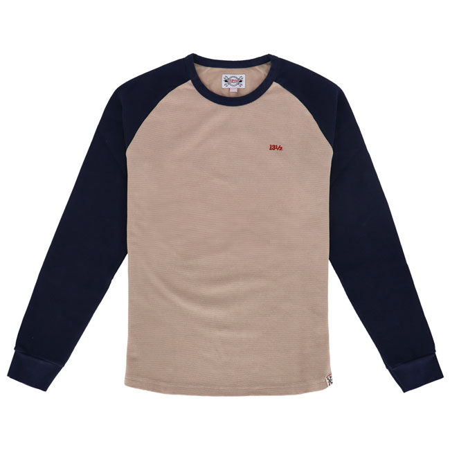 13 1/2 Waffle Jersey, Sand/Navy T-Shirt Long Sleeve 13 And A Half Company S