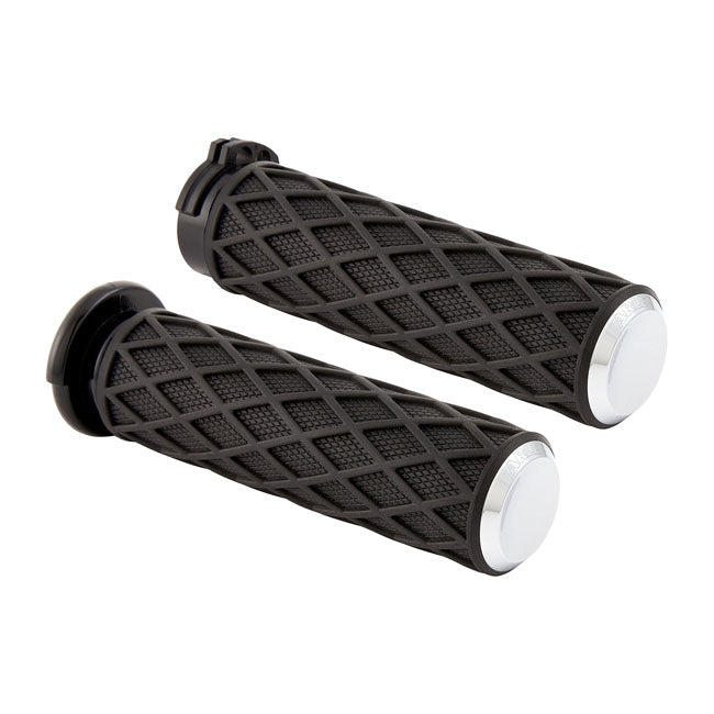 Diamond Grips Dual-Cable, Chrome Grips Arlen Ness