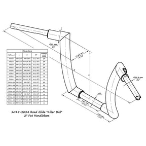 Killer Custom, Killer Bull 2" Fat Bar. Fltr/Flhr. 10" Rise Handlebars Killer Custom