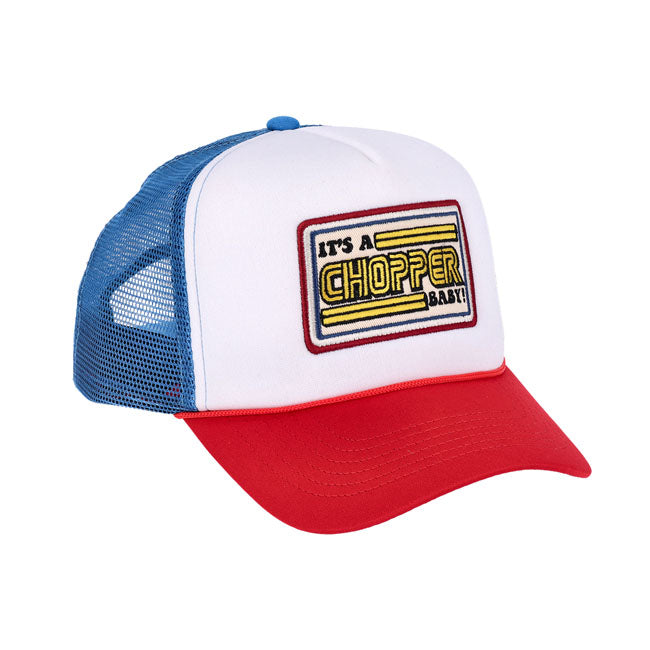 13 1/2 It''s A Chopper Baby Trucker Cap, Blue/Red/White Trucker Cap 13 And A Half Company