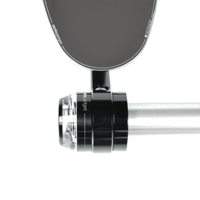 Motogadget, mo.view / turn signal in-bar adapter. Black Mirrors Extensions Motogadget
