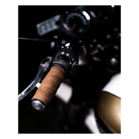 Trip Machine, Leather Handlebar Grip Wraps. Tobacco Brown Grips Tripmachine