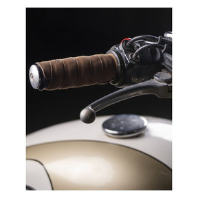 Trip Machine, Leather Handlebar Grip Wraps. Tobacco Brown Grips Tripmachine