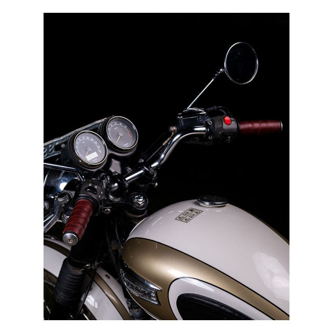 Trip Machine, Leather Handlebar Grip Wraps. Cherry Red Grips Tripmachine