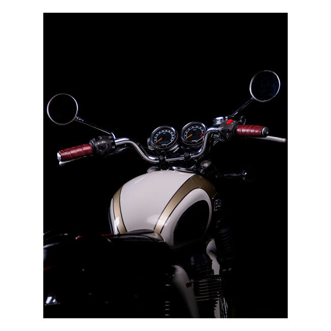 Trip Machine, Leather Handlebar Grip Wraps. Cherry Red Grips Tripmachine