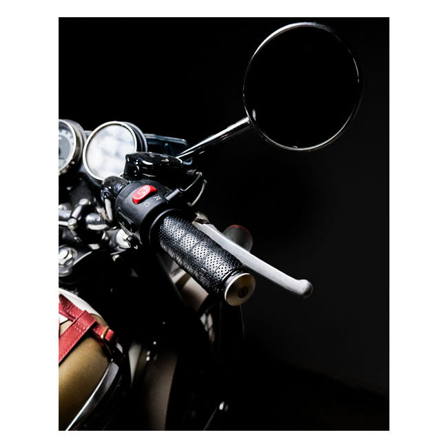Trip Machine, Leather Handlebar Grip Wraps. Black Perforated Grips Tripmachine