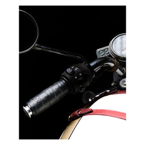 Trip Machine, Leather Handlebar Grip Wraps. Black Perforated Grips Tripmachine