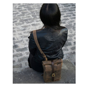 Trip Machine, Mini Backpack/Saddlebag 3.3 Liter. Tobacco Touring Luggage Tripmachine