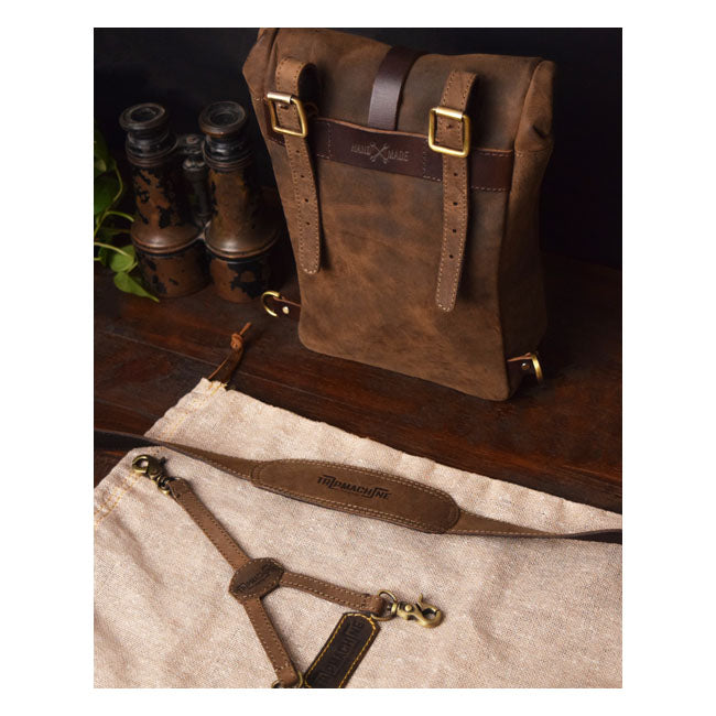 Trip Machine, Mini Backpack/Saddlebag 3.3 Liter. Tobacco Touring Luggage Tripmachine
