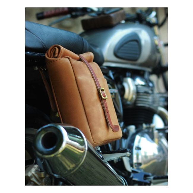 Trip Machine, Mini Backpack/Saddlebag 3.3 Liter. Vintage Tan Touring Luggage Tripmachine