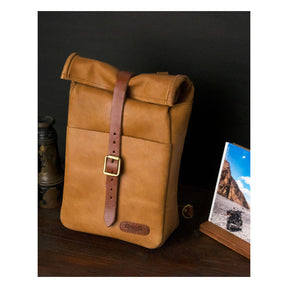 Trip Machine, Mini Backpack/Saddlebag 3.3 Liter. Vintage Tan Touring Luggage Tripmachine
