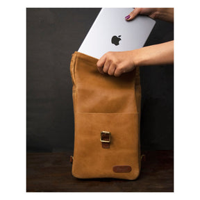 Trip Machine, Mini Backpack/Saddlebag 3.3 Liter. Vintage Tan Touring Luggage Tripmachine
