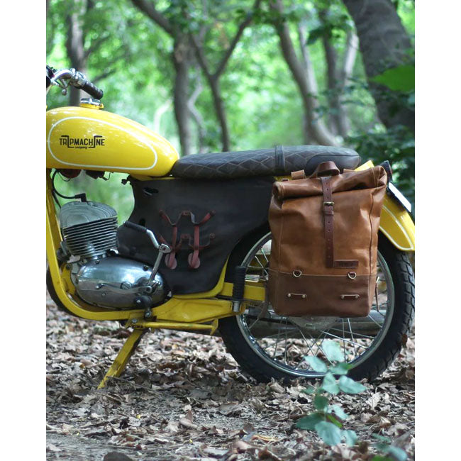 Trip Machine Backpack panniers vintage tan Touring Luggage Tripmachine