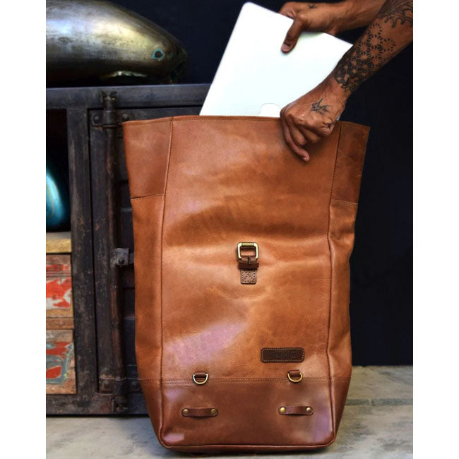 Trip Machine Backpack panniers vintage tan Touring Luggage Tripmachine