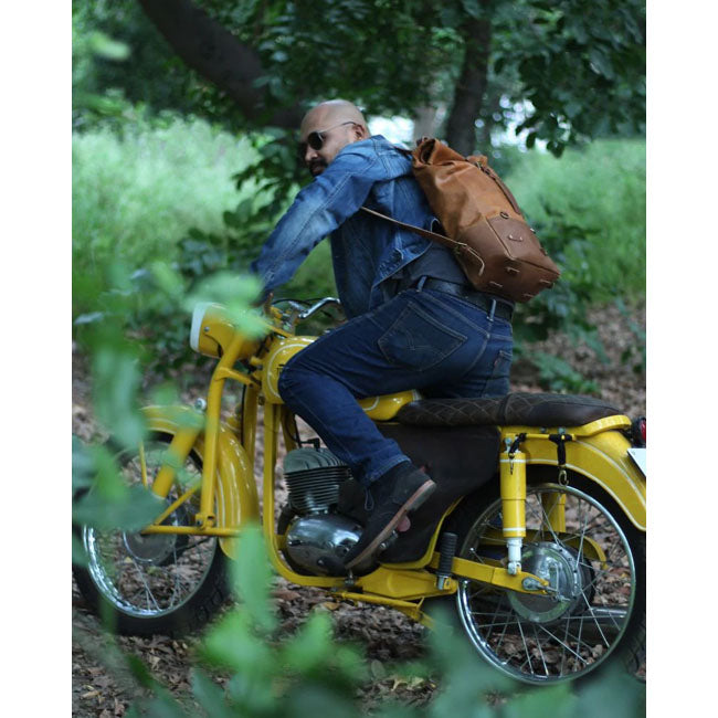 Trip Machine Backpack panniers vintage tan Touring Luggage Tripmachine