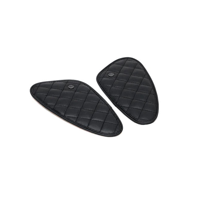 Trip Machine, Diamond Leather Gas Tank Pad Set. Black Kneepad Sets Tripmachine
