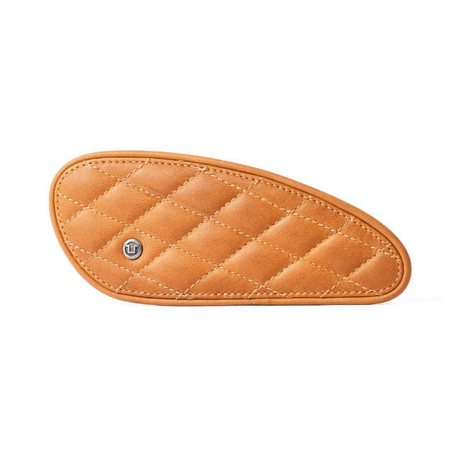 Trip Machine, Diamond Leather Gas Tank Pad Set. Tan Kneepad Sets Tripmachine
