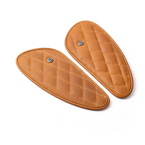 Trip Machine, Diamond Leather Gas Tank Pad Set. Tan Kneepad Sets Tripmachine