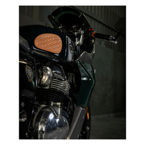 Trip Machine, Diamond Leather Gas Tank Pad Set. Tan Kneepad Sets Tripmachine