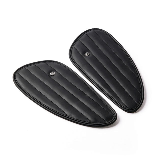 Trip Machine, Classic Leather Tank Pad Set. Black Kneepad Sets Tripmachine