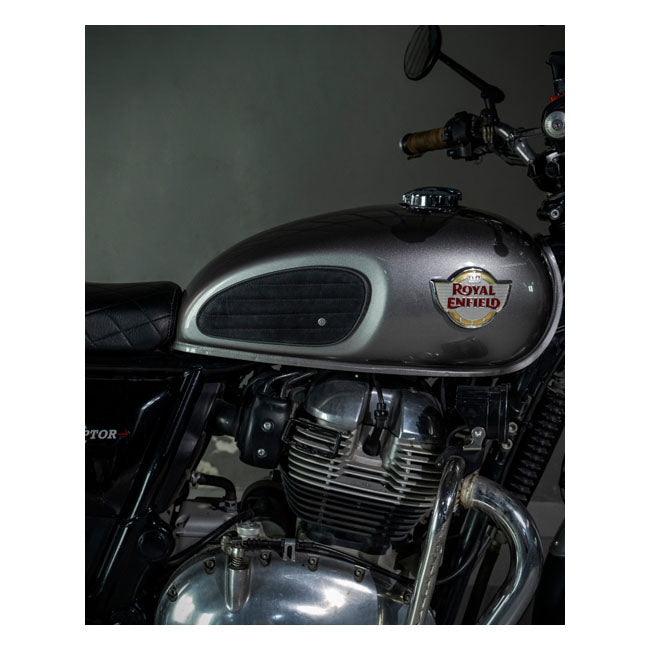 Trip Machine, Classic Leather Tank Pad Set. Black Suede Kneepad Sets Tripmachine