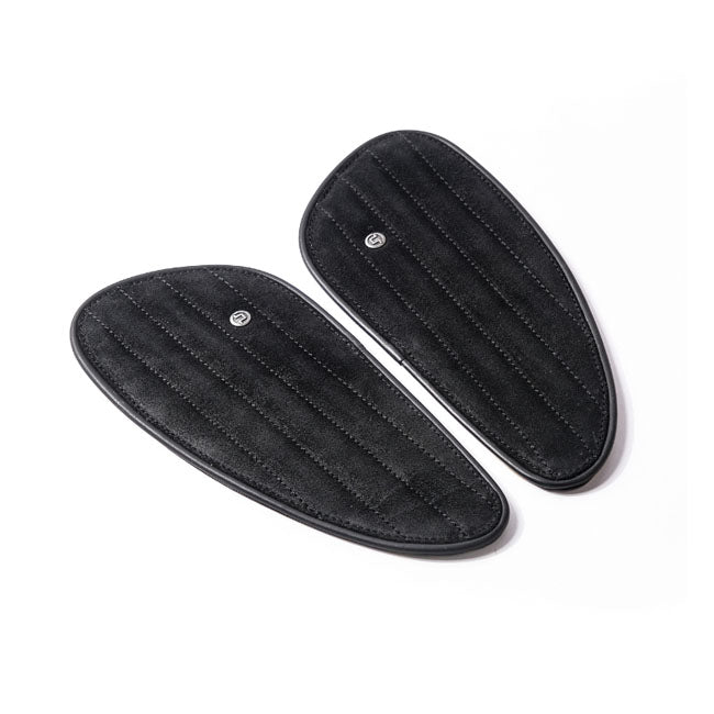 Trip Machine, Classic Leather Tank Pad Set. Black Suede Kneepad Sets Tripmachine