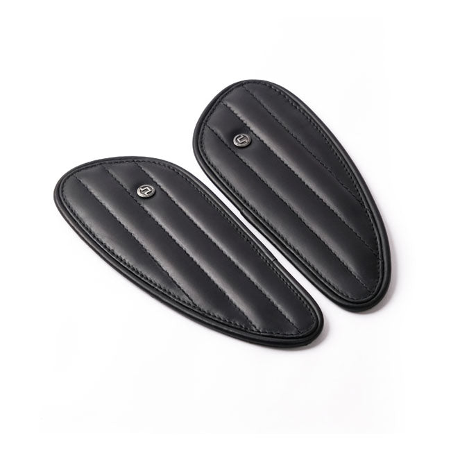 Trip Machine, Mini Classic Leather Tank Pads. Black Kneepad Sets Tripmachine