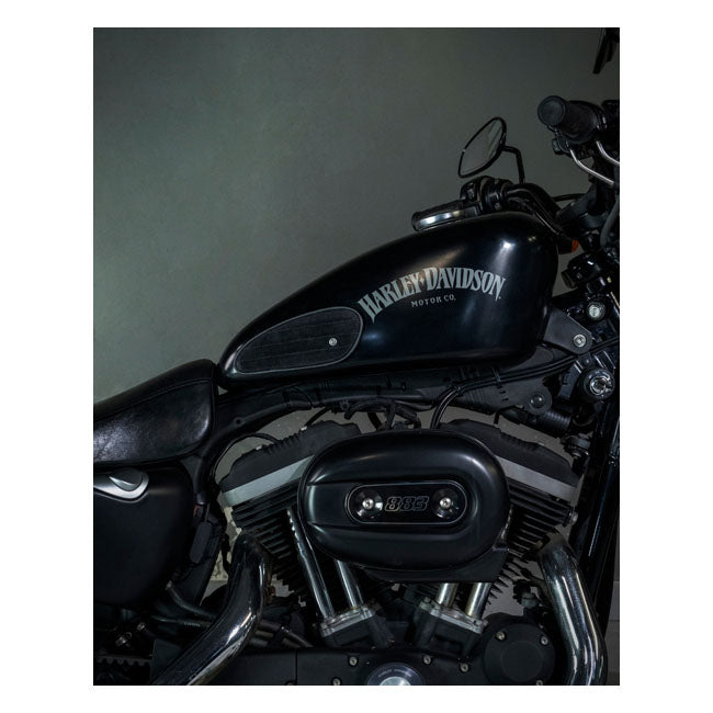Trip Machine, Mini Classic Leather Tank Pads. Black Suede Kneepad Sets Tripmachine