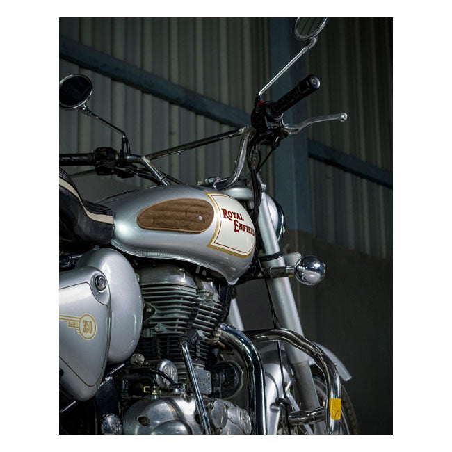 Trip Machine, Mini Classic Leather Tank Pads. Tobacco Suede Kneepad Sets Tripmachine