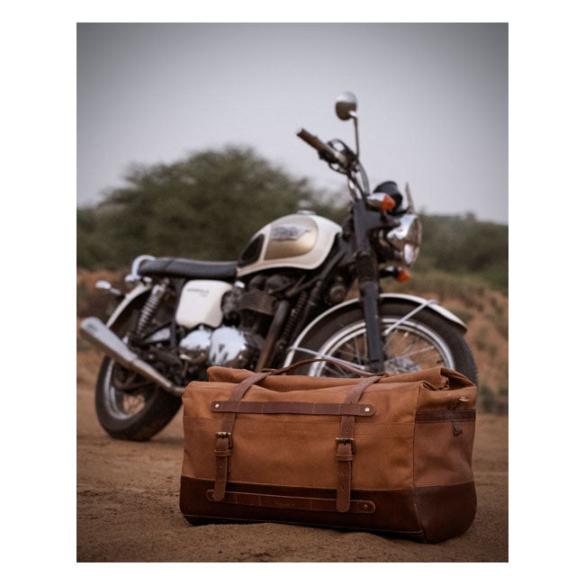 Trip Machine, Outlaw Duffle Bag. 50 Liter. Vintage Tan Touring Luggage Tripmachine