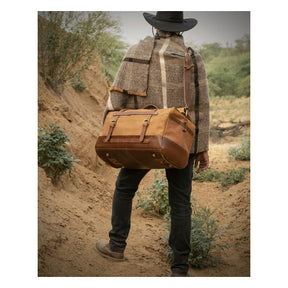 Trip Machine, Outlaw Duffle Bag. 50 Liter. Vintage Tan Touring Luggage Tripmachine