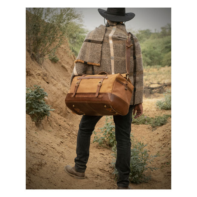 Trip Machine, Outlaw Duffle Bag. 50 Liter. Vintage Tan Touring Luggage Tripmachine