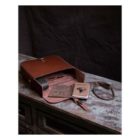 Trip Machine, ''Classic'' Saddlebag. Cognac Brown Touring Luggage Tripmachine