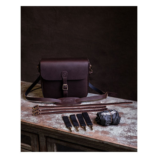 Trip Machine, ''Classic'' Saddlebag. Caffeine Brown Touring Luggage Tripmachine
