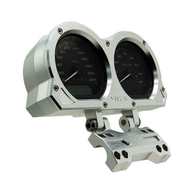 Vity''S Design, Adjustable Dual Gauge Holder. Silver Gauge Bezels Vity's Design