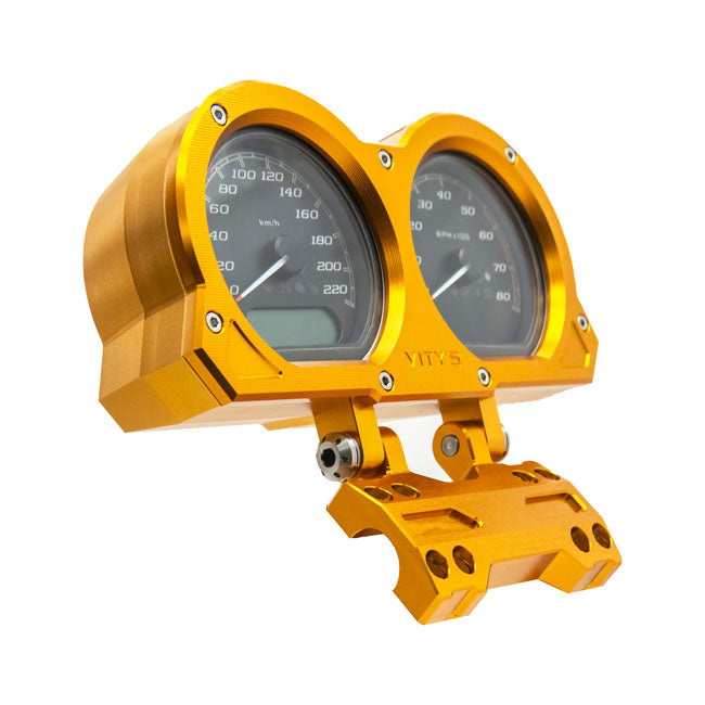 Vity''S Design, Adjustable Dual Gauge Holder. Gold Gauge Bezels Vity's Design
