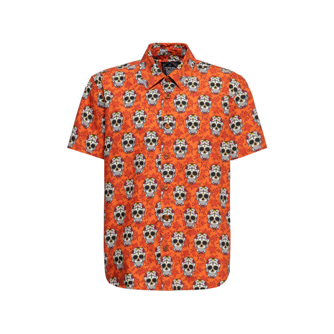 King Kerosin Vintage Skull & Flowers T Shirt Cinnamon King Kerosin
