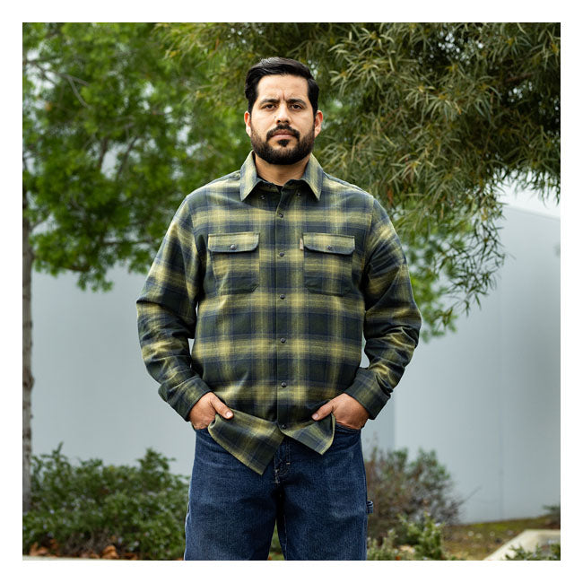 Biltwell Hi Test Flannel shirt moss Shirts Biltwell