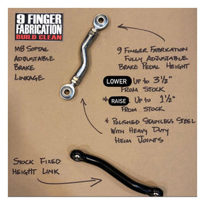 9Finger Fabrication, M8 mid-control brake linkage. Black Brake Rods 9 Finger Fabrication Llc