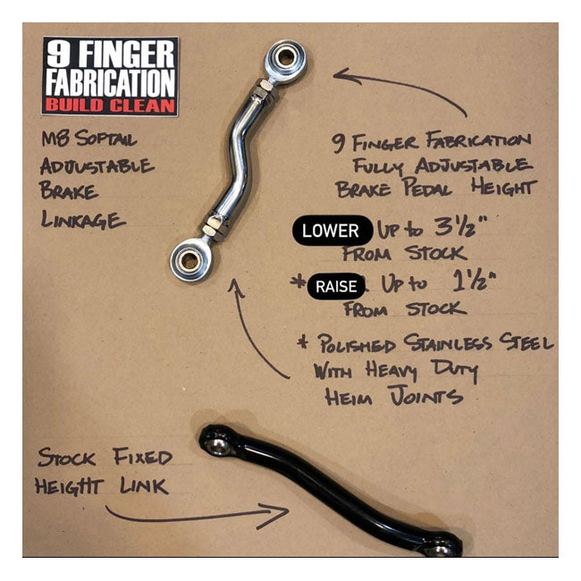 9Finger Fabrication, M8 mid-control brake linkage. Black Brake Rods 9 Finger Fabrication Llc